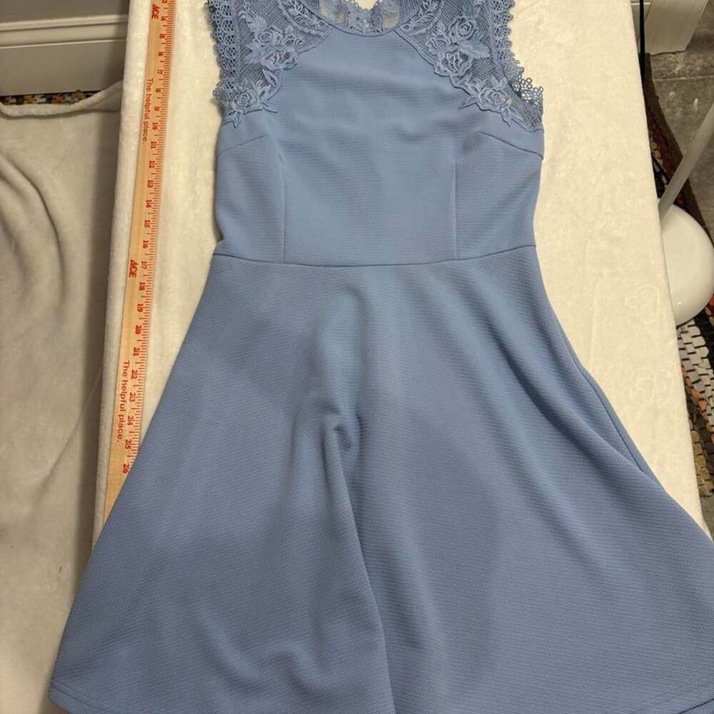 Francesca's Blue Lace Dress Light Blue Fit and Flare